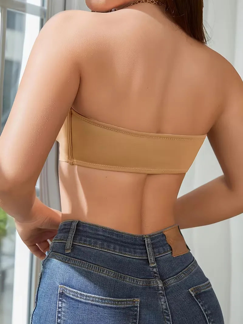 Back view of the nude push up strapless bra