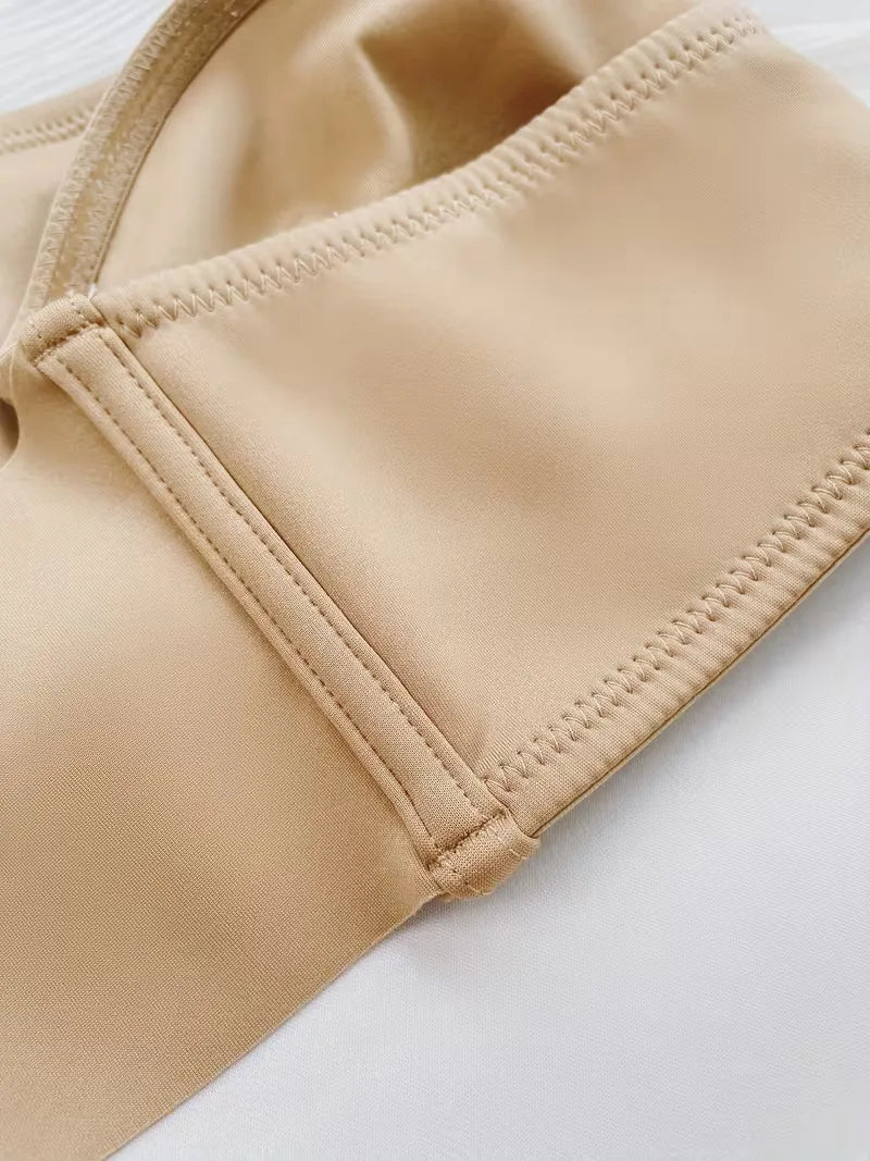 Close up of the nude strapless bra cup edge
