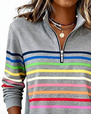Rainbow Stripe Quarter Zip