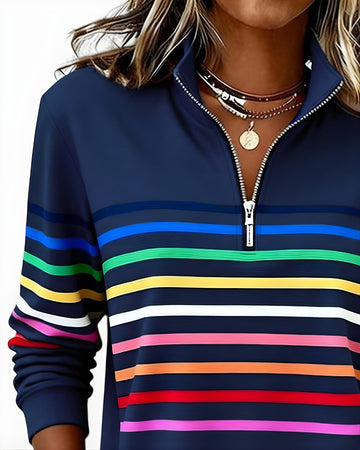 Rainbow Stripe Quarter Zip