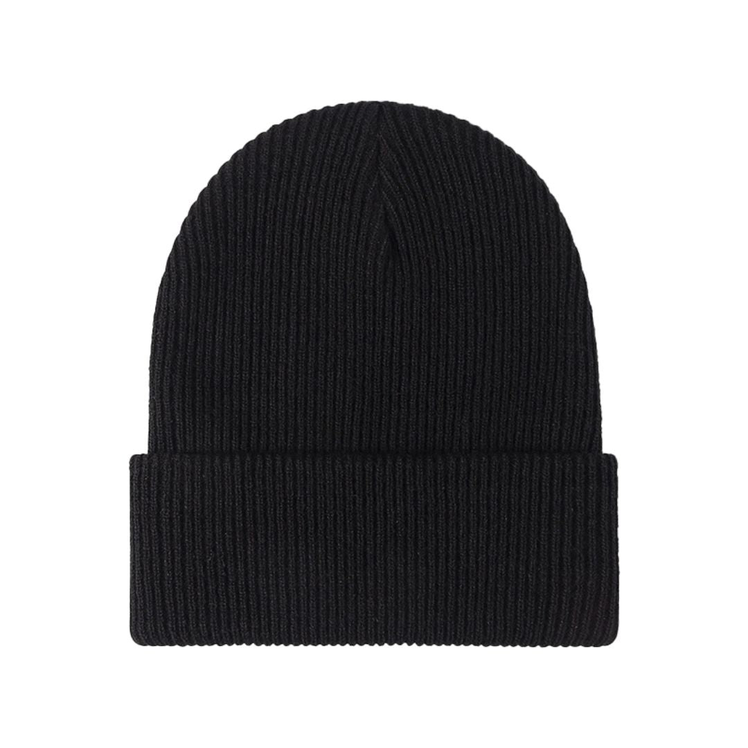 Black ribbed cuff beanie