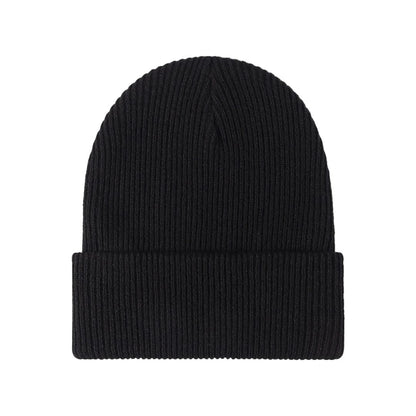 Black ribbed cuff beanie