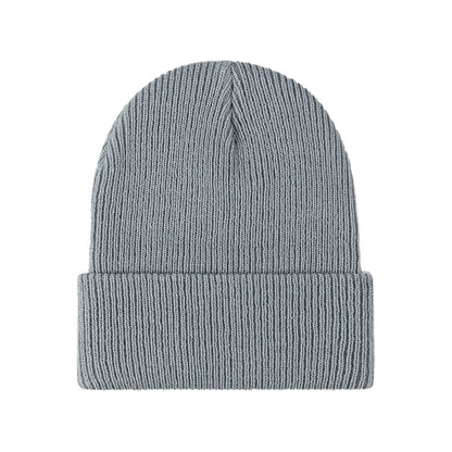 Gray ribbed cuff beanie
