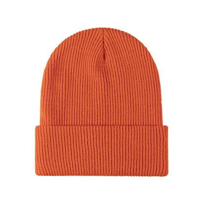 Orange ribbed cuff beanie