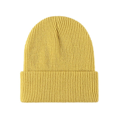 Yellow ribbed cuff beanie