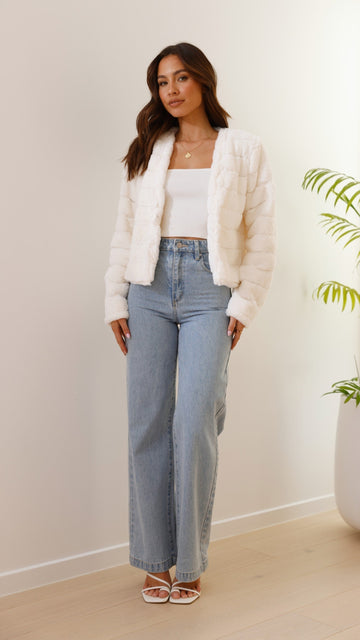 Ribbed Faux Fur Jacket