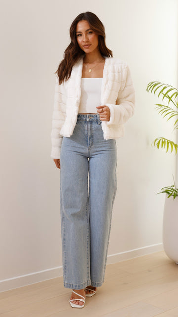 Ribbed Faux Fur Jacket