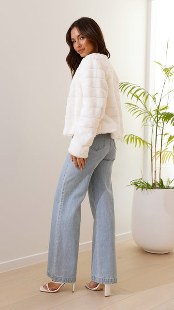 Ribbed Faux Fur Jacket