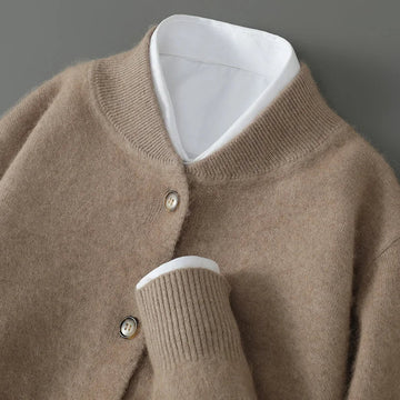 Ribbed Neck Knit Cardigan