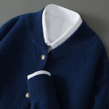 Ribbed Neck Knit Cardigan