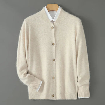 Ribbed Neck Knit Cardigan