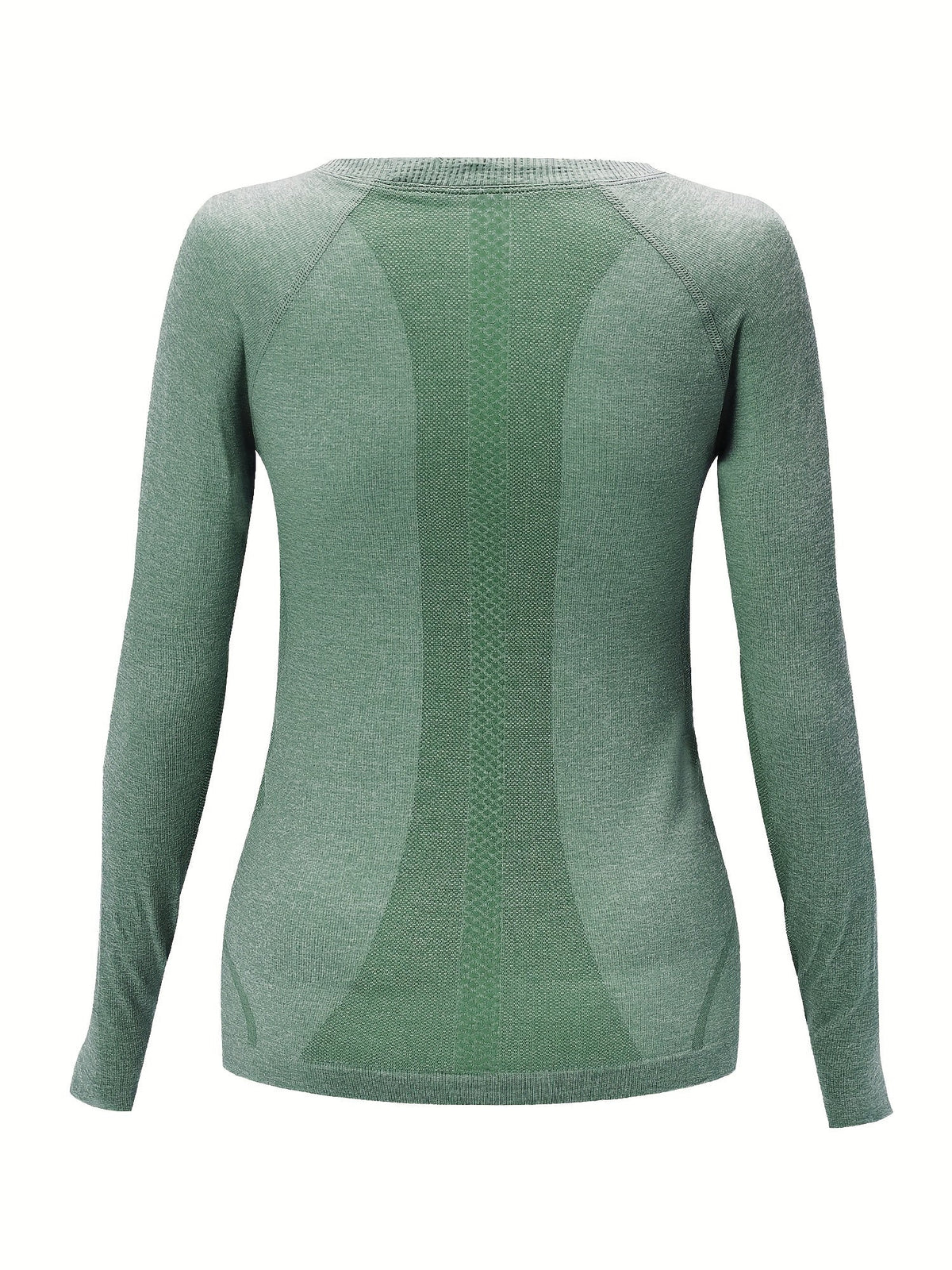 Back view of the green seamless knit sport top