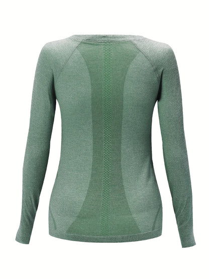 Back view of the green seamless knit sport top