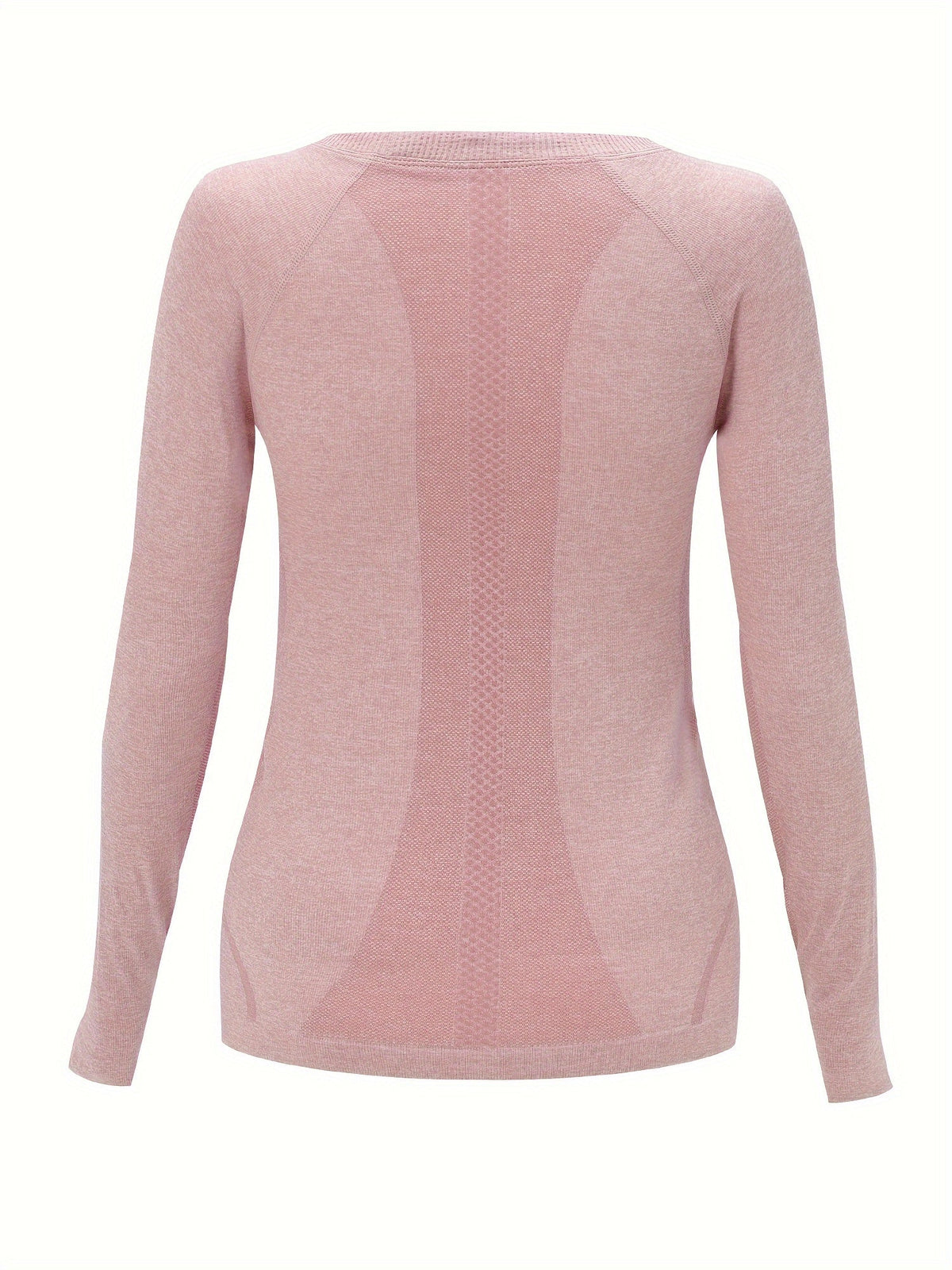Back view of the pink seamless knit sport top