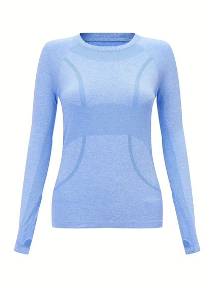 Seamless Knit Running Top in Denim Blue | Valenira