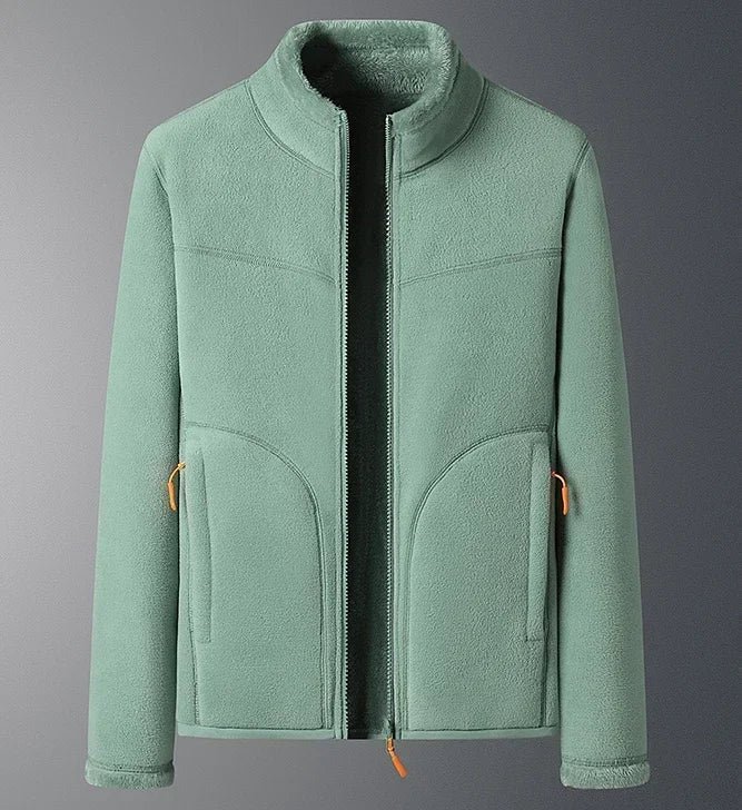 Mint sherpa fleece zip jacket, front product view