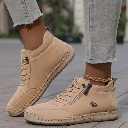 Khaki side zip sneakers