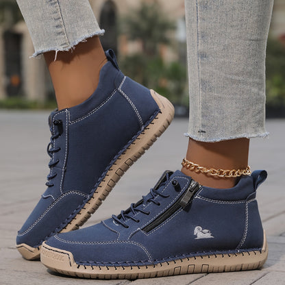 Navy side zip sneakers
