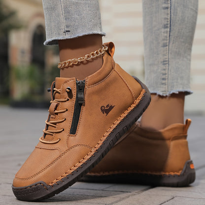 Brown side zip sneakers
