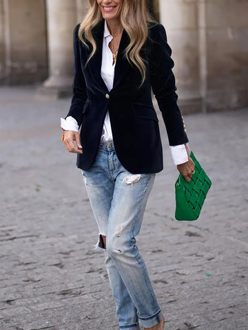 Single Button Fitted Blazer