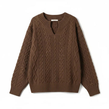 Split Neck Cable Sweater