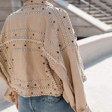 Studded Cropped Denim Jacket
