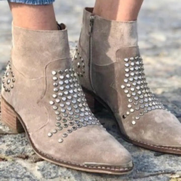 Studded Suede Ankle Boots