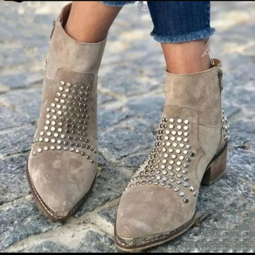 Studded Suede Ankle Boots