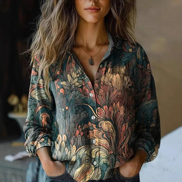 Tapestry Print Button Shirt