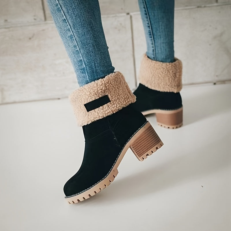 Teddy Cuff Ankle Boots in Black | Valenira
