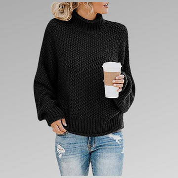 Waffle Knit Turtleneck Sweater