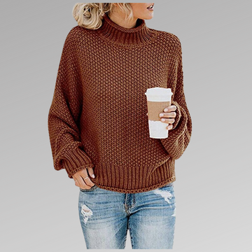Waffle Knit Turtleneck Sweater