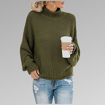 Waffle Knit Turtleneck Sweater