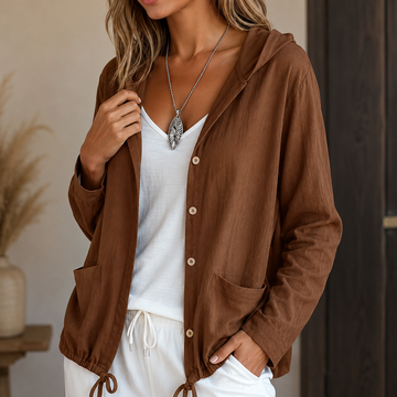 Adjustable Drawstring Hooded Jacket