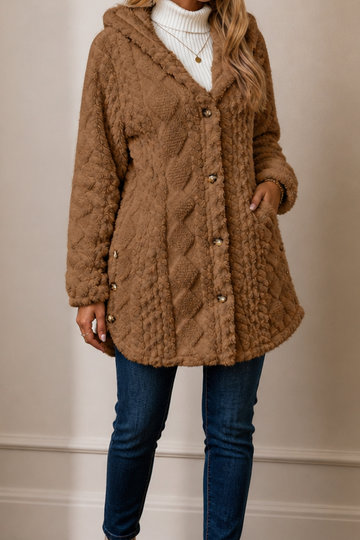 Cable Knit Hooded Long Cardigan