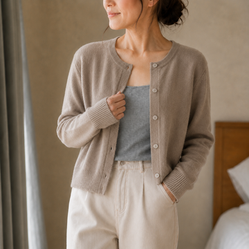 Cropped Brushed Button Cardigan