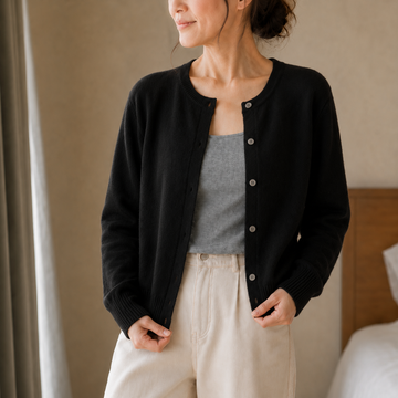 Cropped Brushed Button Cardigan