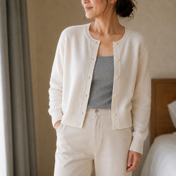 Cropped Brushed Button Cardigan