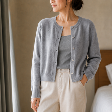 Cropped Brushed Button Cardigan