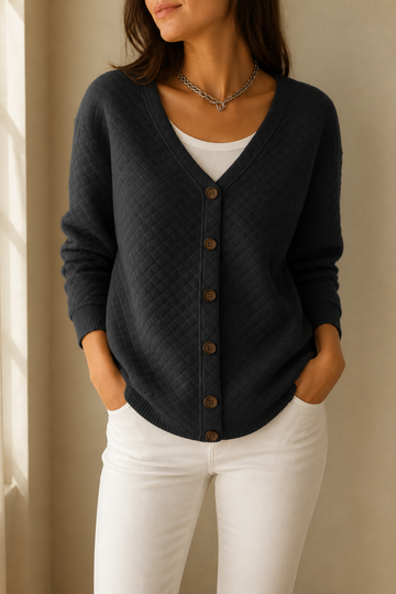 Diamond Quilted Button Cardigan