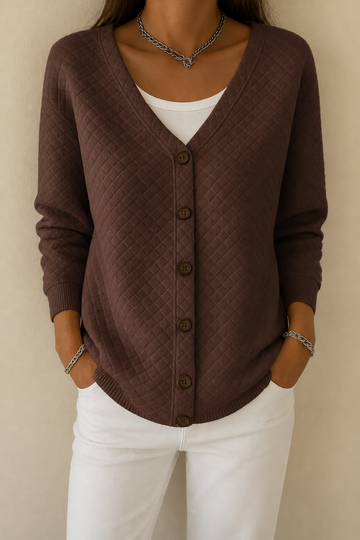 Diamond Quilted Button Cardigan