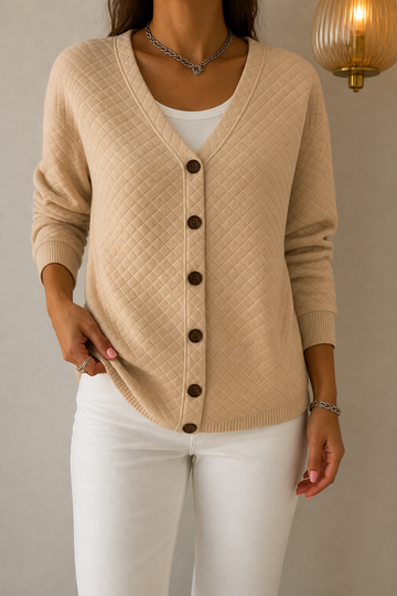Diamond Quilted Button Cardigan