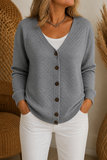 Diamond Quilted Button Cardigan