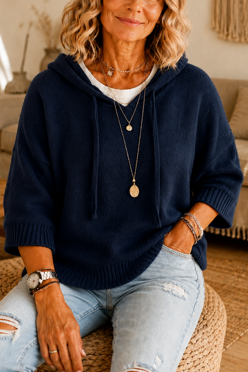 Distressed Open Knit Hoodie