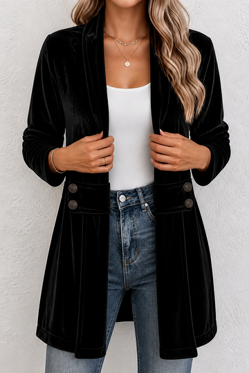 Double Breasted Velvet Cardigan