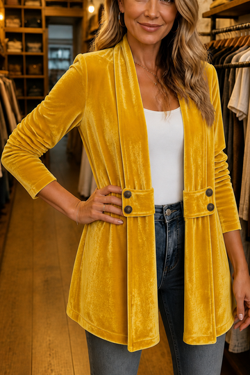 Double Breasted Velvet Cardigan