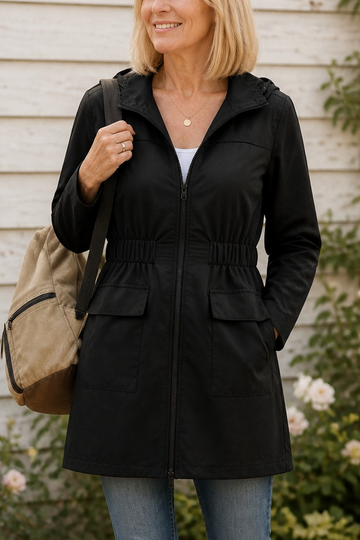 Drawstring Waist Hooded Anorak Jacket