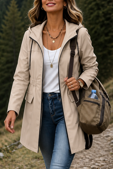 Drawstring Waist Hooded Anorak Jacket