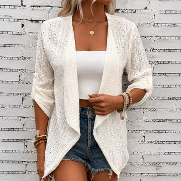 Eyelet Waterfall Open Cardigan