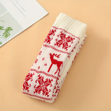 Fair Isle Knit Knee High Socks